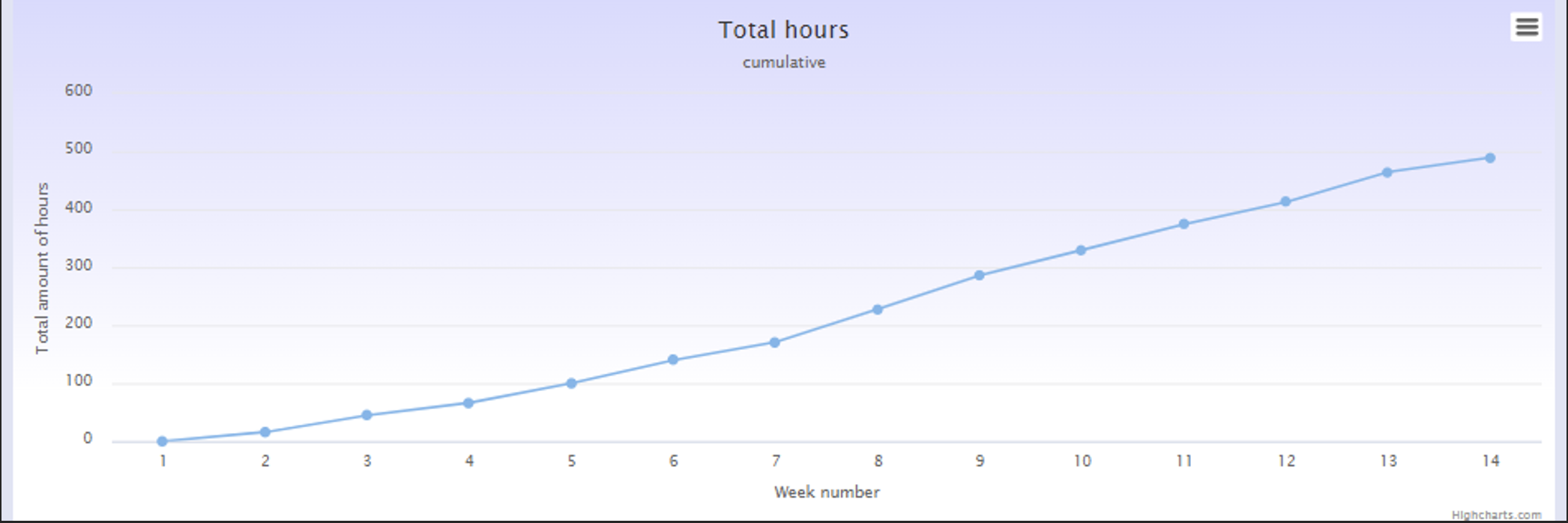 Total hours of project